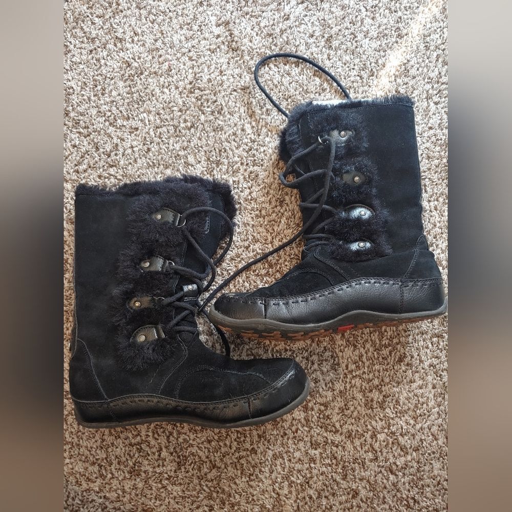 The North Face Abby Boots Women's 7 Black Suede Lace Up Waterproof